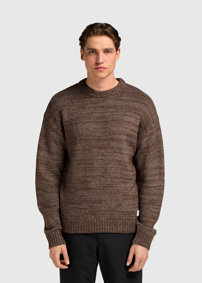 Heavy Knit Crewneck - Brown Melange