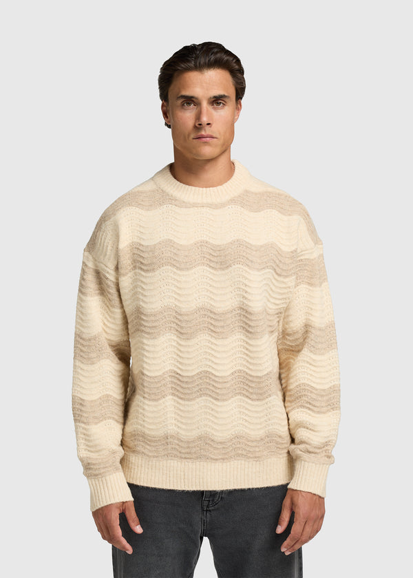 Wave Knitted Crewneck - Sand
