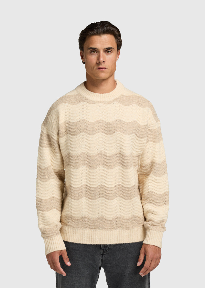 Wave Knitted Crewneck - Sand