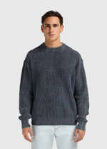 Washed Knit Crewneck - Navy