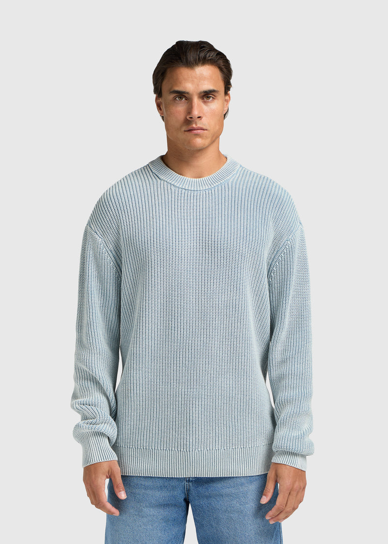 Washed Knit Crewneck - Light Blue