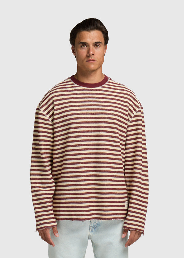 Structure Stripe Longsleeve - Bordeaux Red