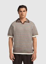 Stripe Knitted Polo - Brown