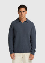Loop Knit Polo - Ombre Blue