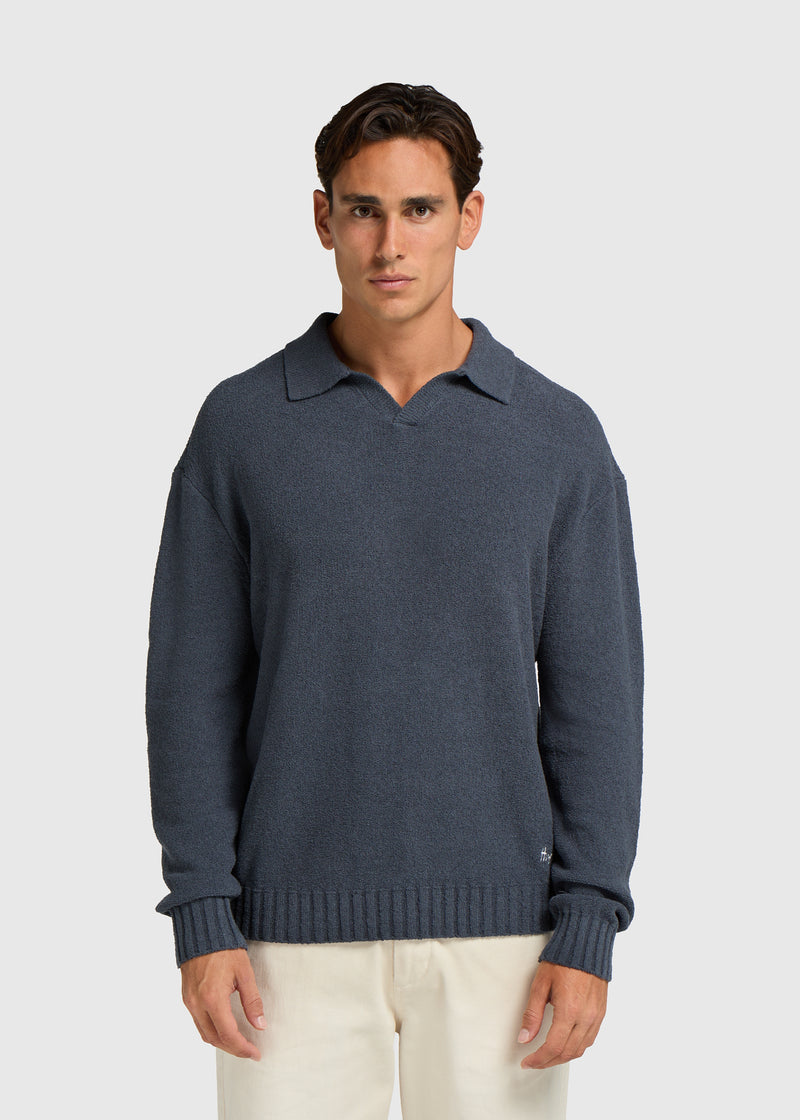 Loop Knit Polo - Ombre Blue