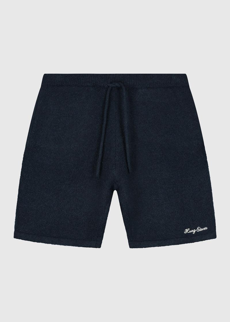 Weiche Strickshorts – Marineblau