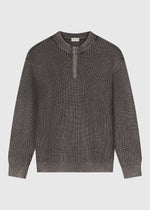 Washed Half Zip Knit - Acid Wash