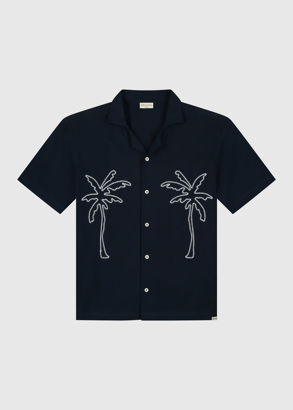 Palm Slub Shirt - Navy Blue