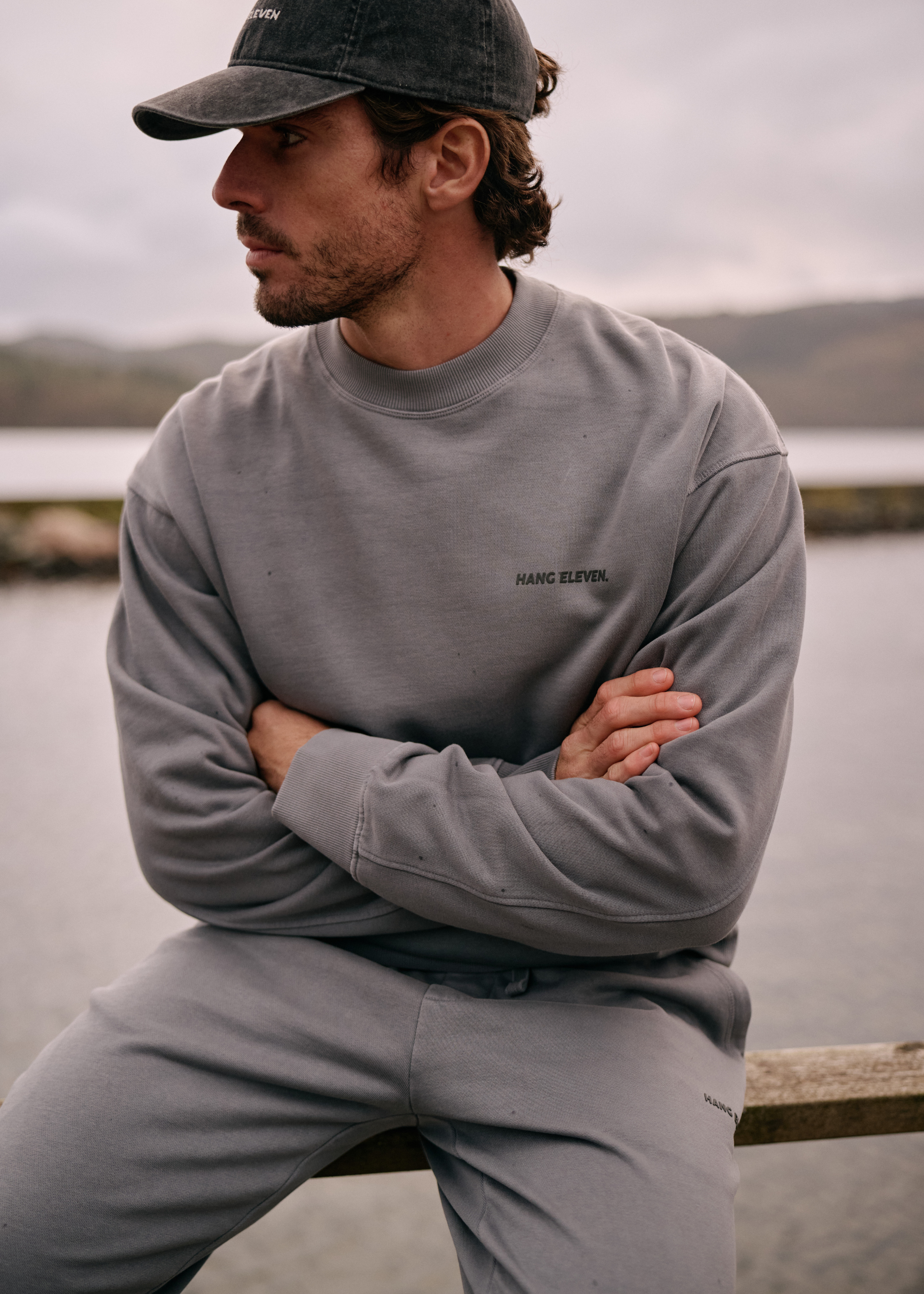 Sweat-shirt Premium Blanks à col rond - Gris délavé