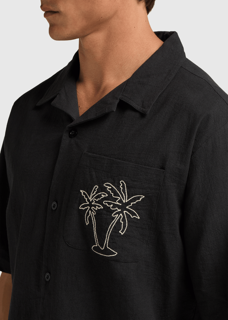 Night Palm Resort Shirt - Off Black