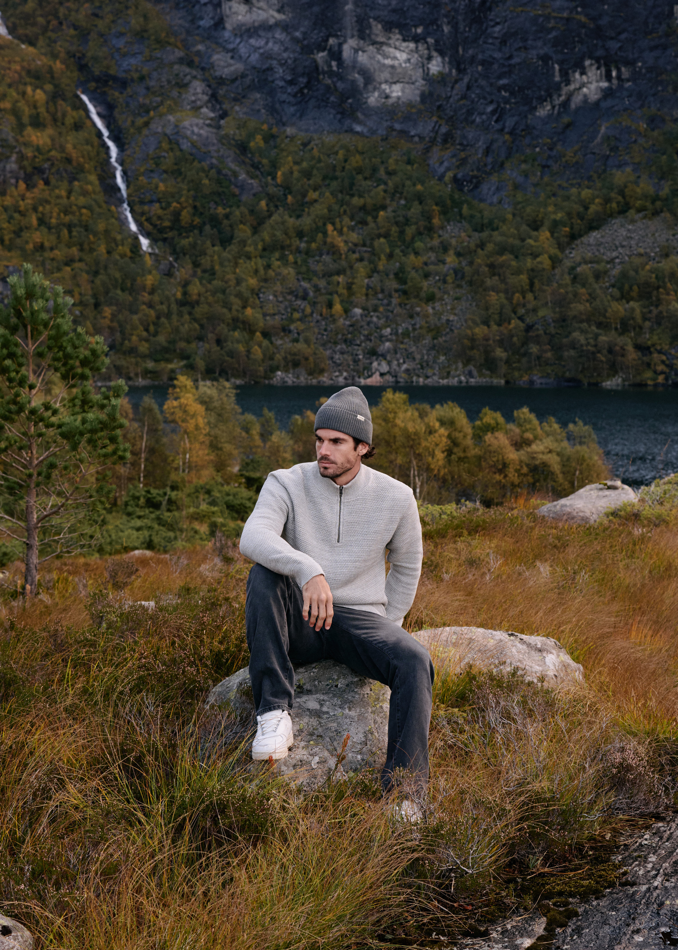 Structure Half Zip Knit - Grey Melee