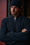 Structure Half Zip Knit - Navy Melange