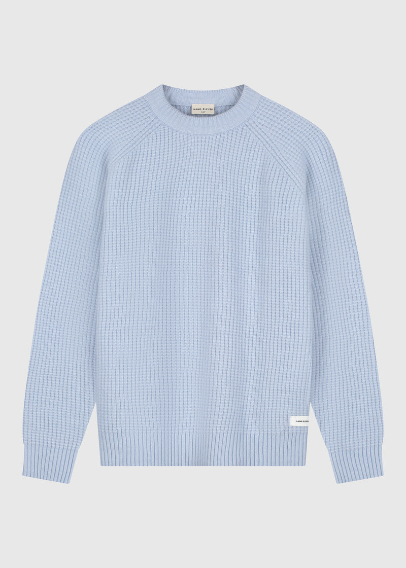 Soft Waffle Crewneck - Light Blue