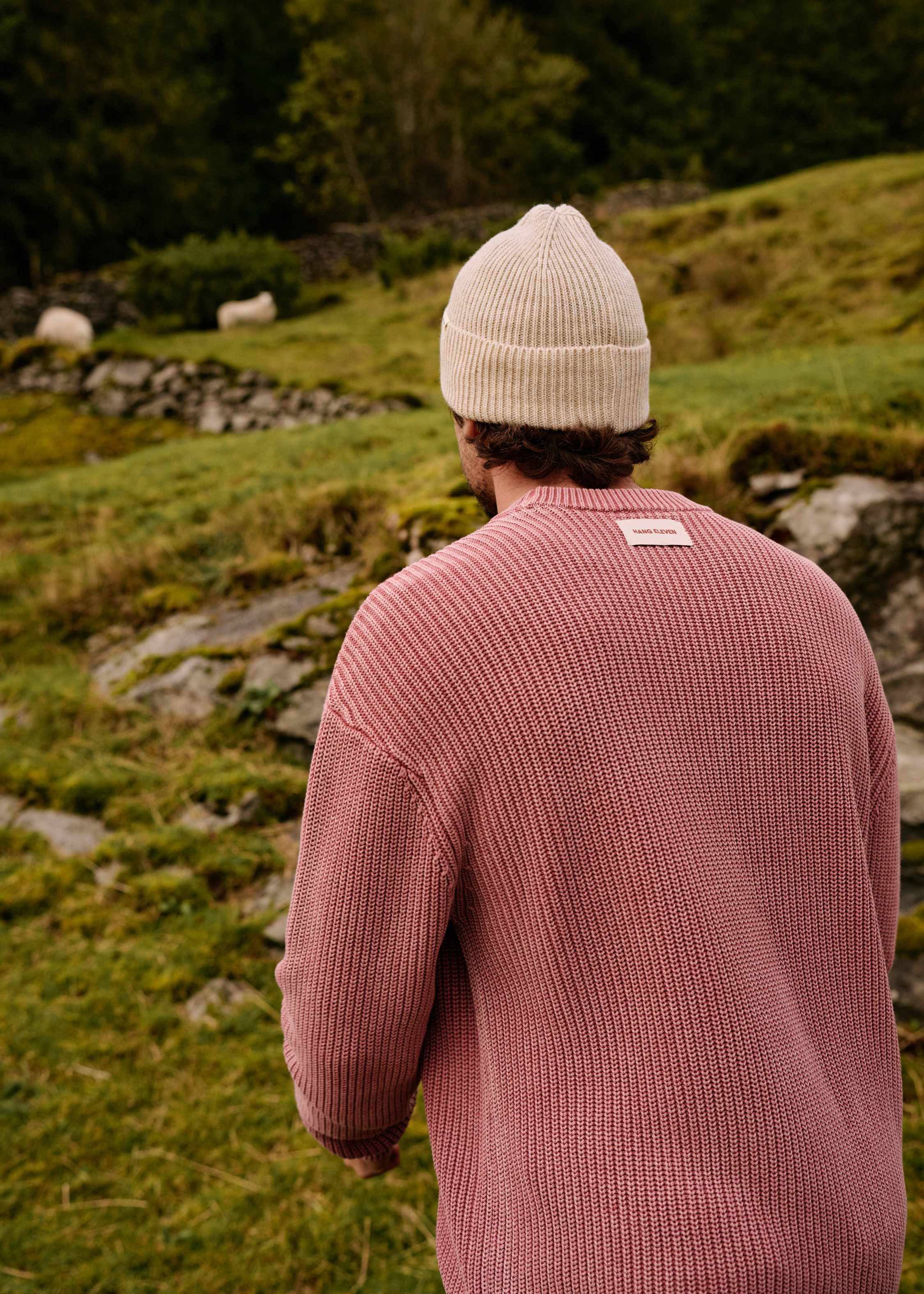 Gewaschener Strickpullover mit Rundhalsausschnitt – Rot