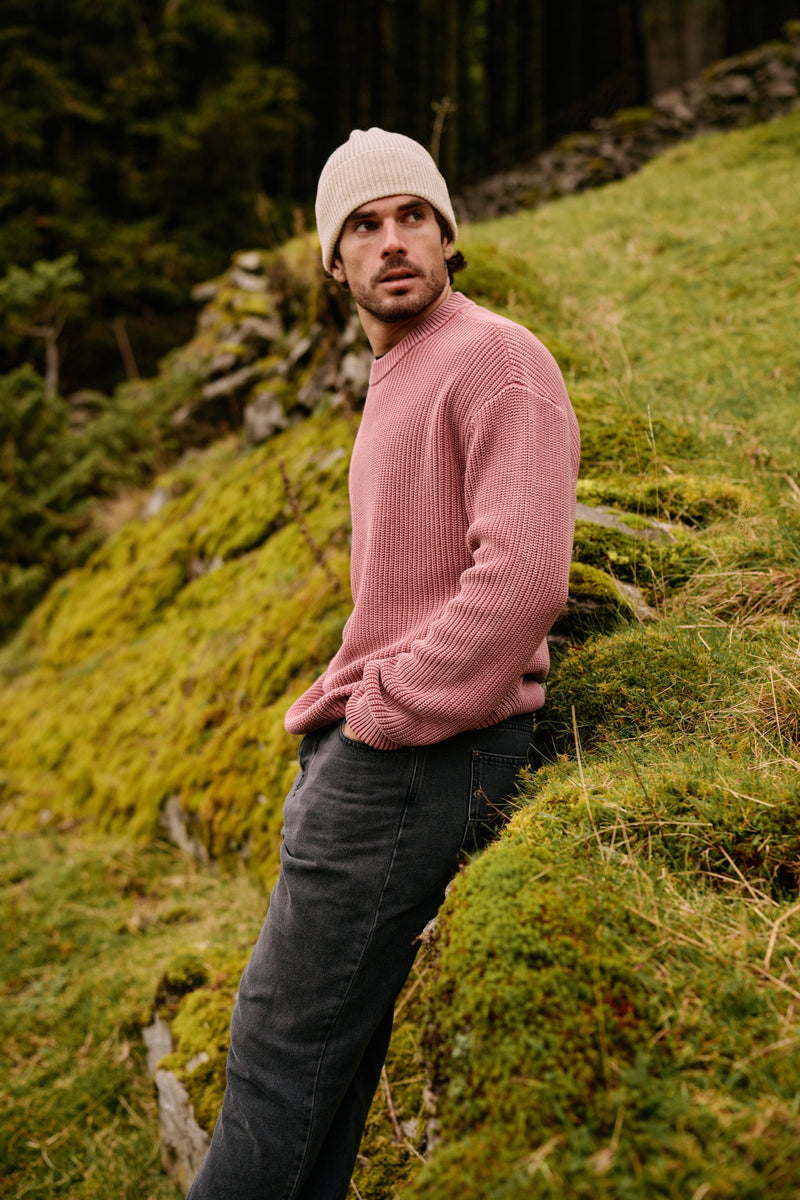 Washed Knit Crewneck - Red