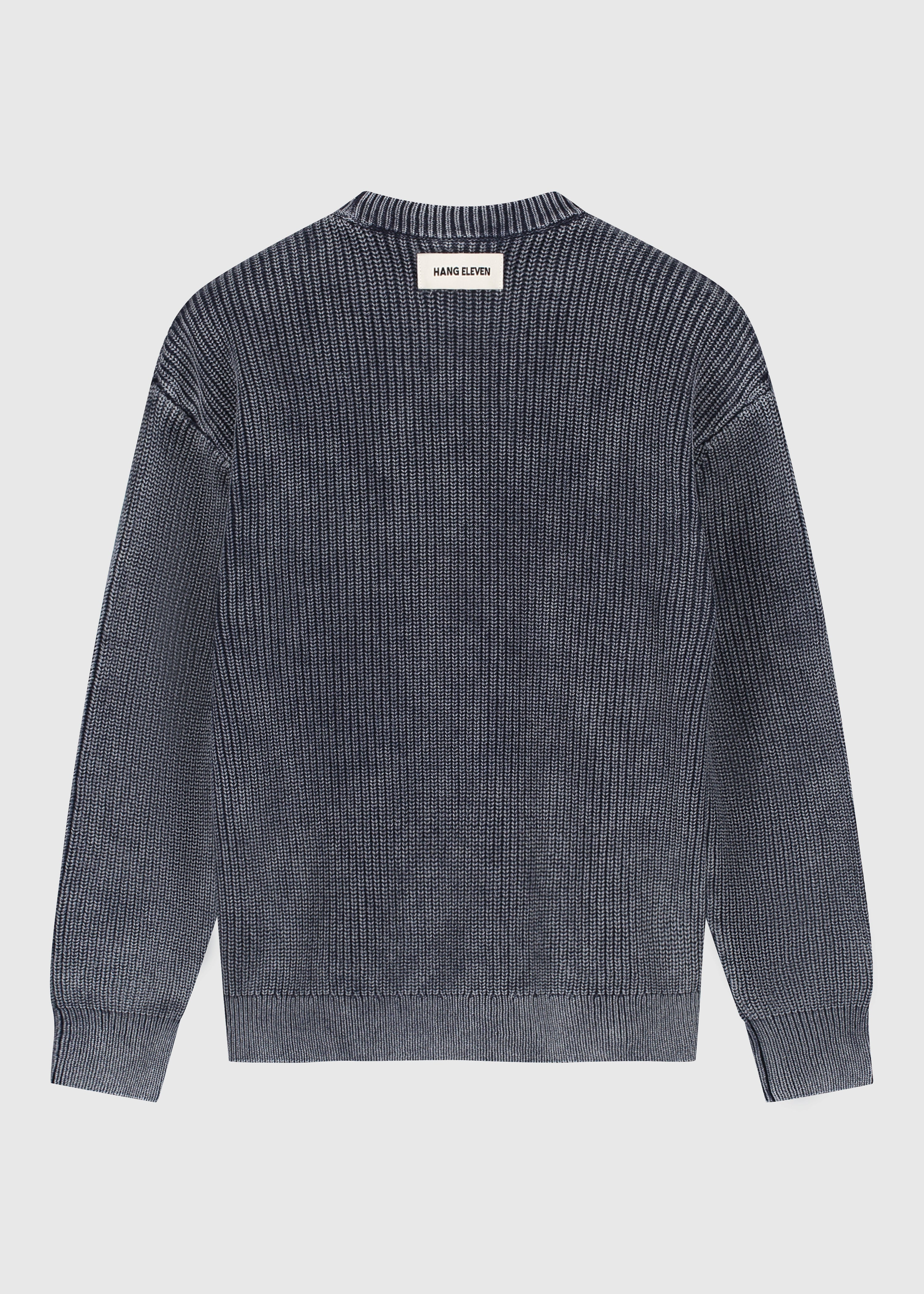 Structure, demi-zip, tricot - Mélange marine