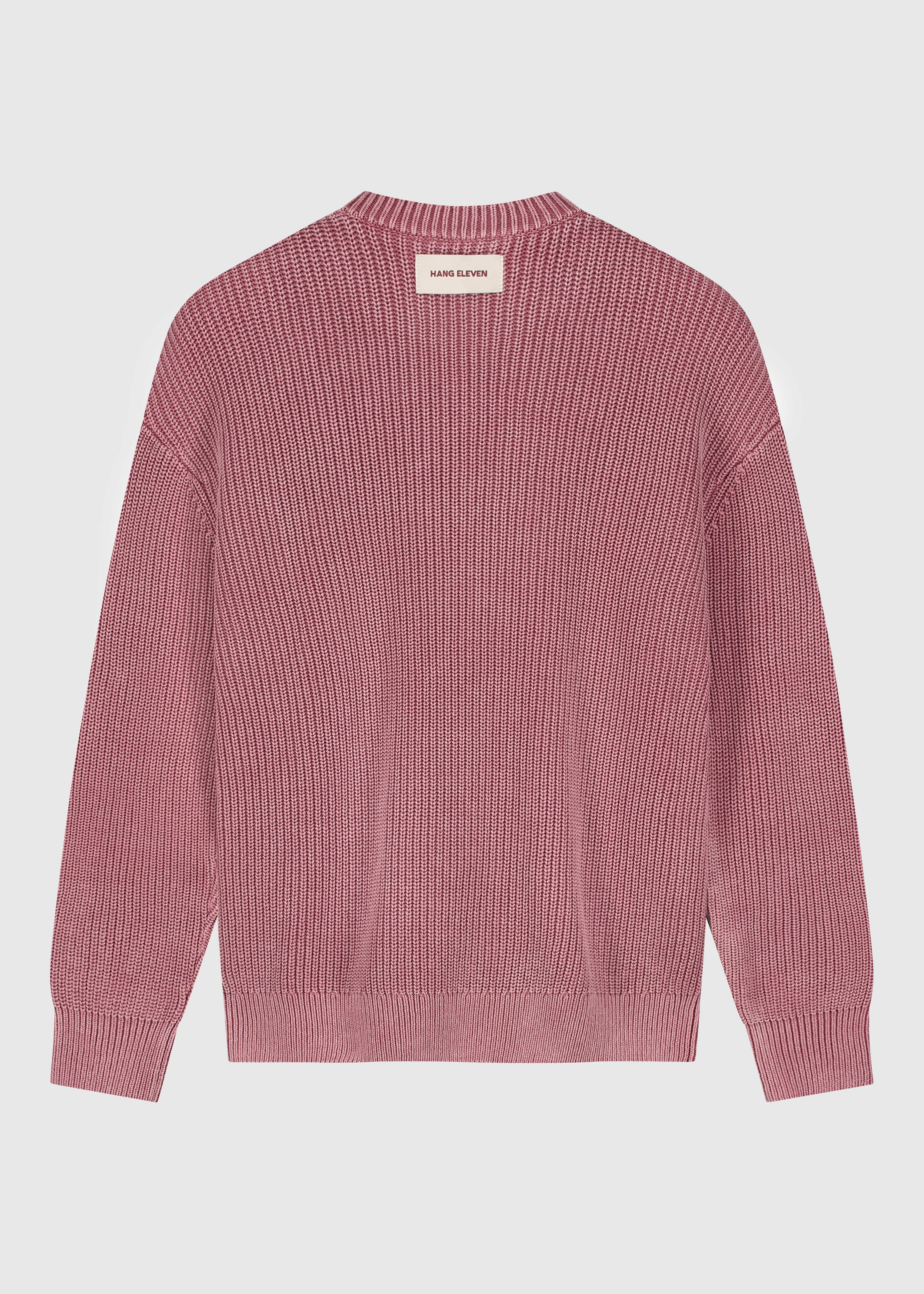 Gewaschener Strickpullover mit Rundhalsausschnitt – Rot