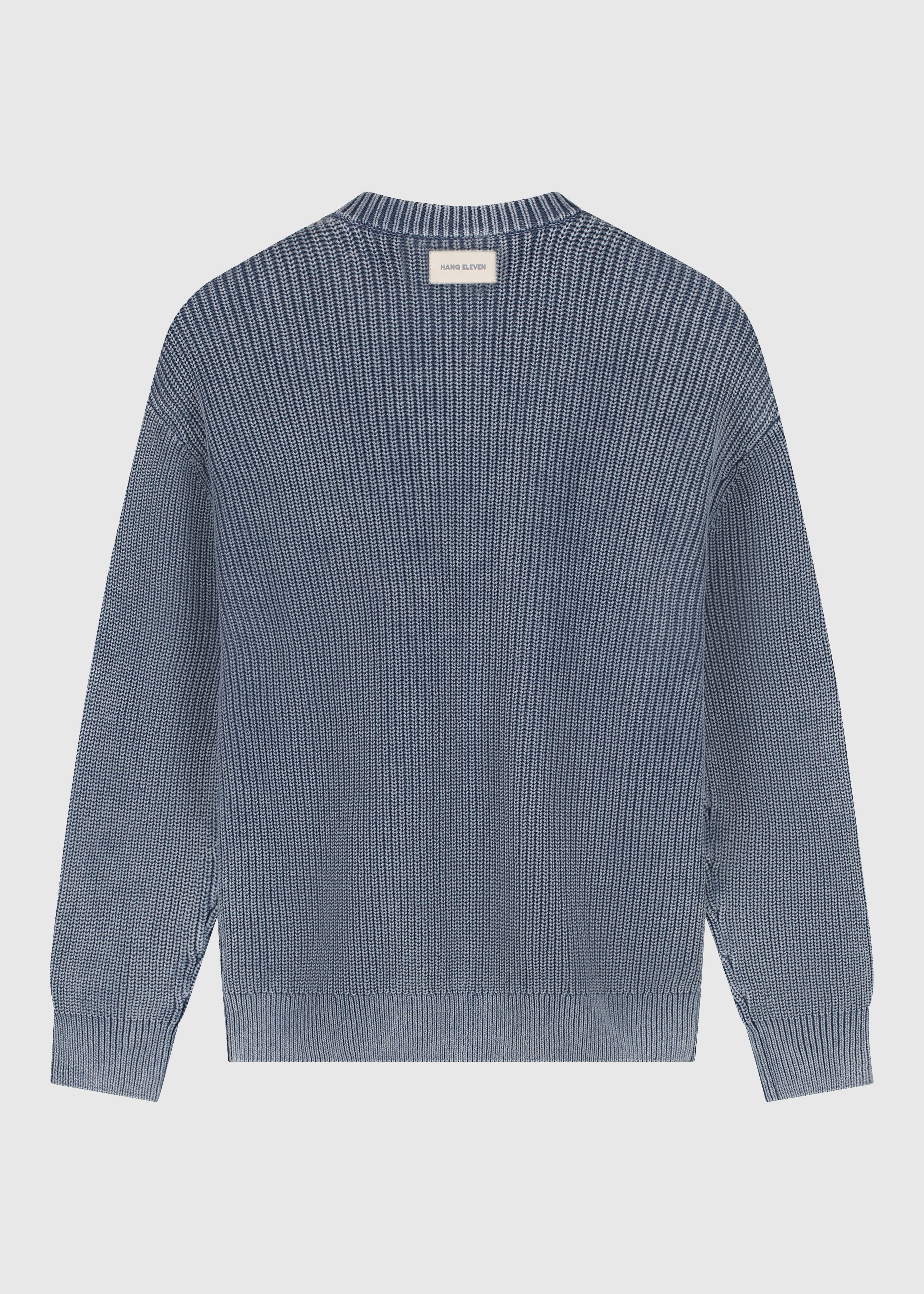 Verwaschener Strickpullover mit Rundhalsausschnitt – Steingrau