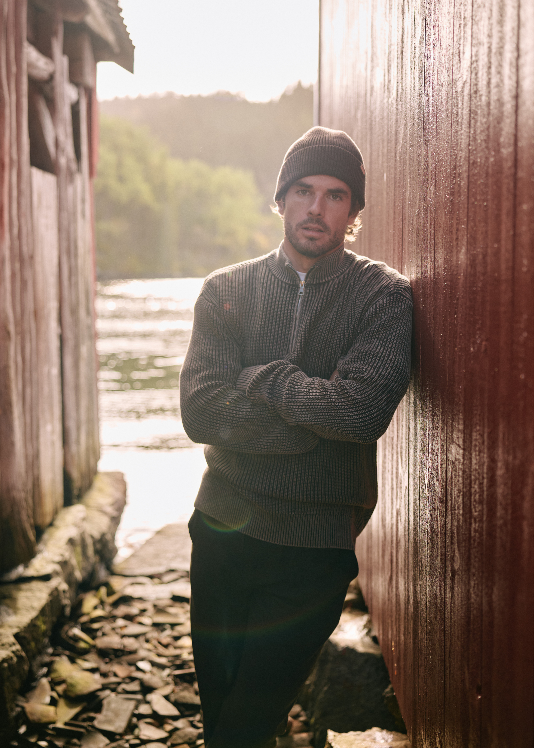 Washed Half Zip Knit - Anthracite