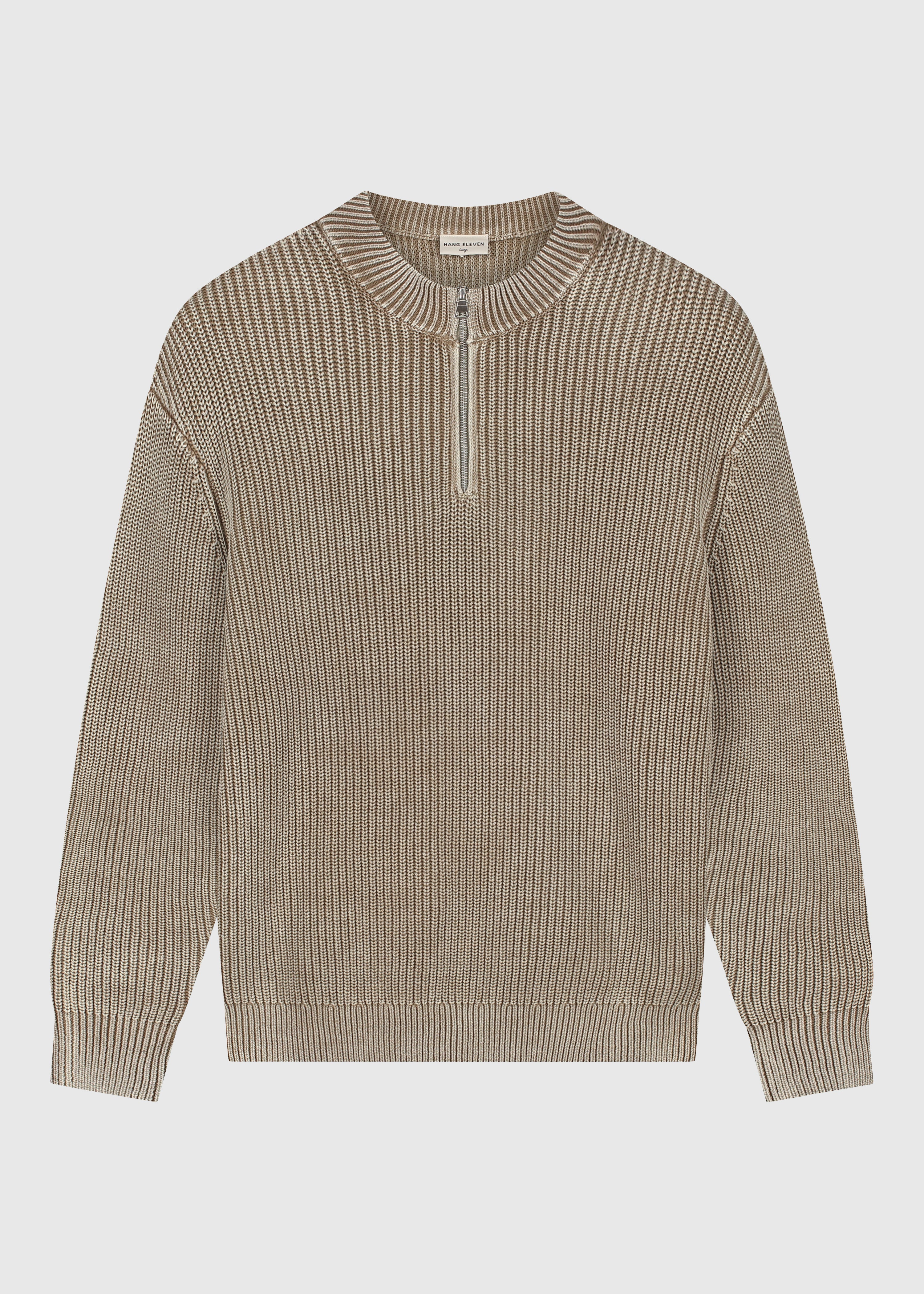 Washed Half Zip Knit - Dark Sand