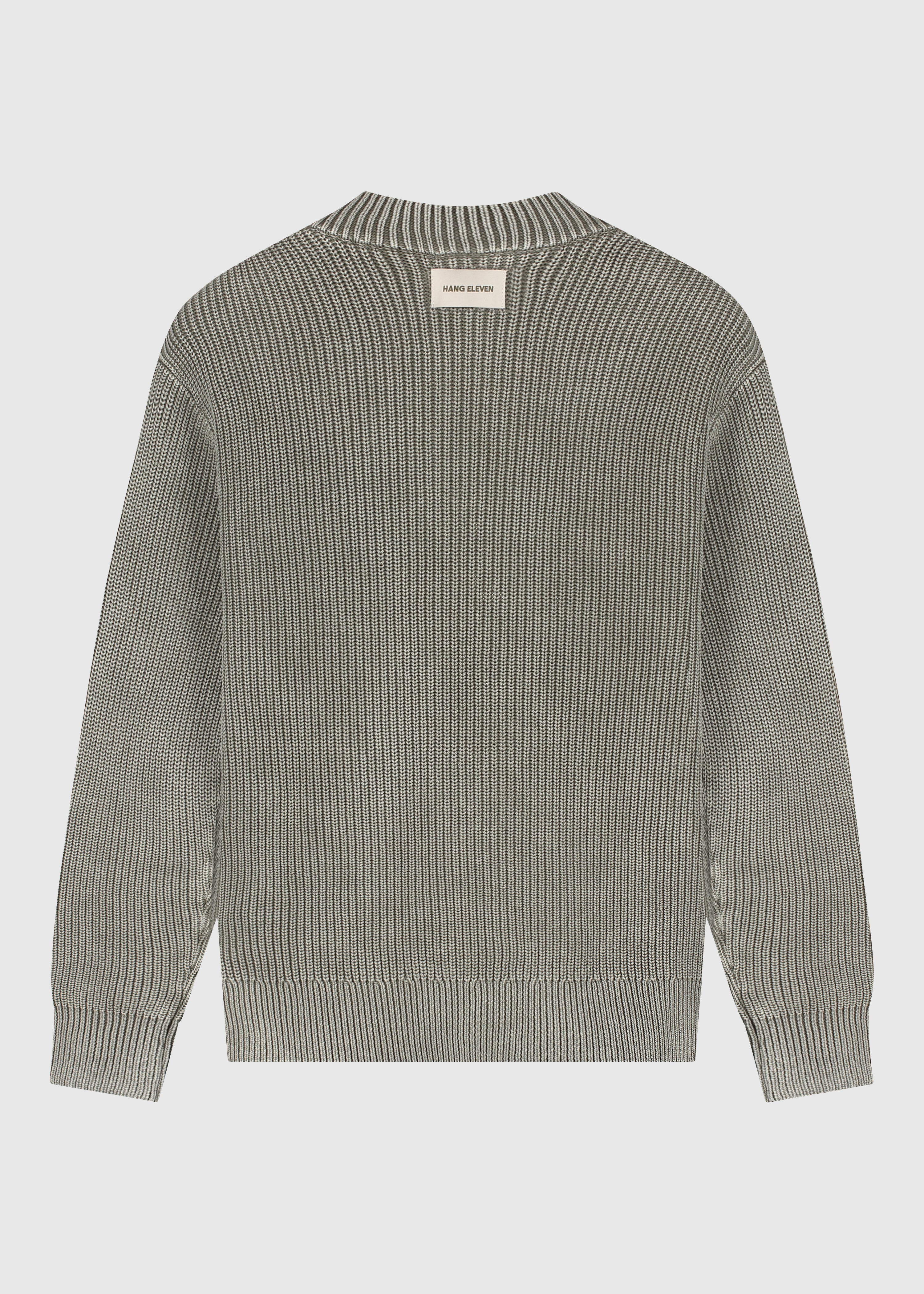 Washed Half Zip Knit - Olive Green