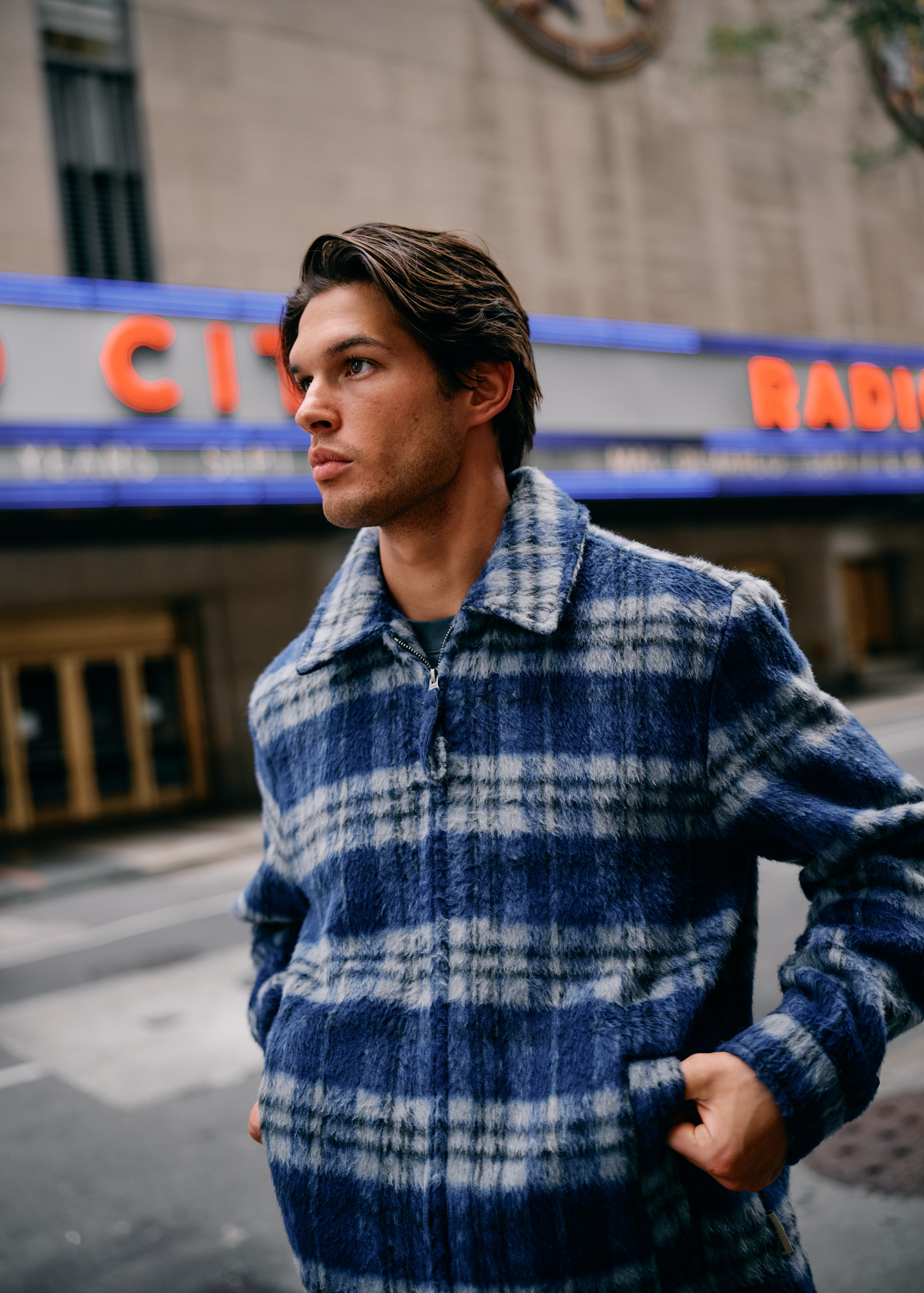 Hairy Check Jacket - Navy