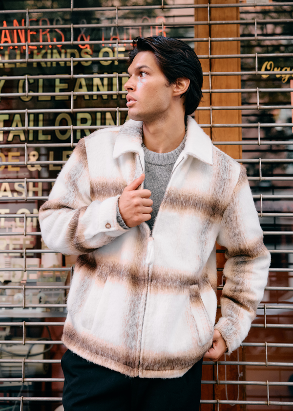 Hairy Check Jacket - Sand