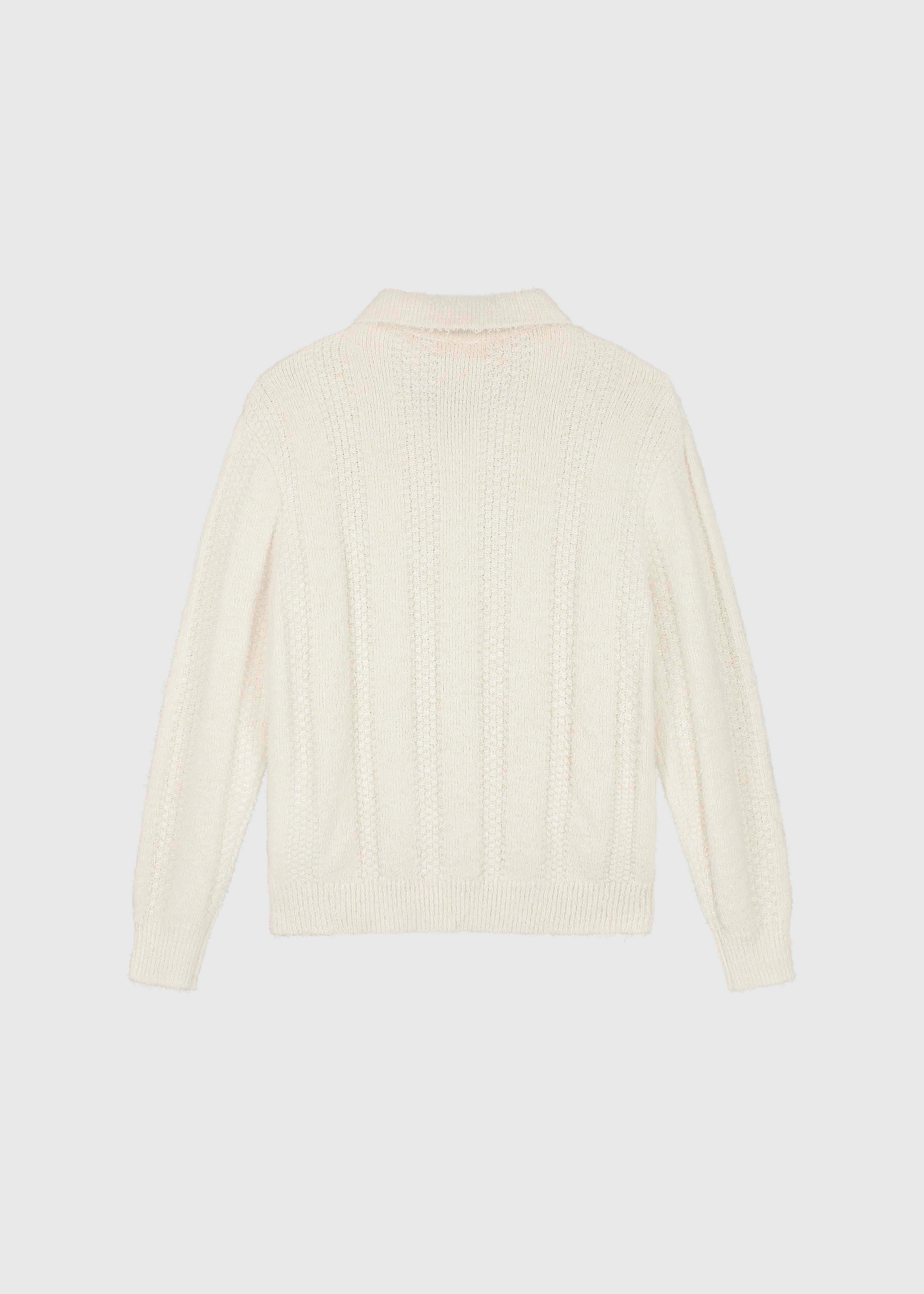 Polo en Tricot Jacquard - Ecru