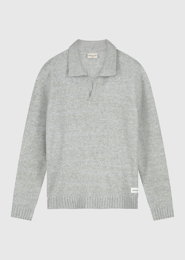 Heavy Knit Polo - Grey Melee