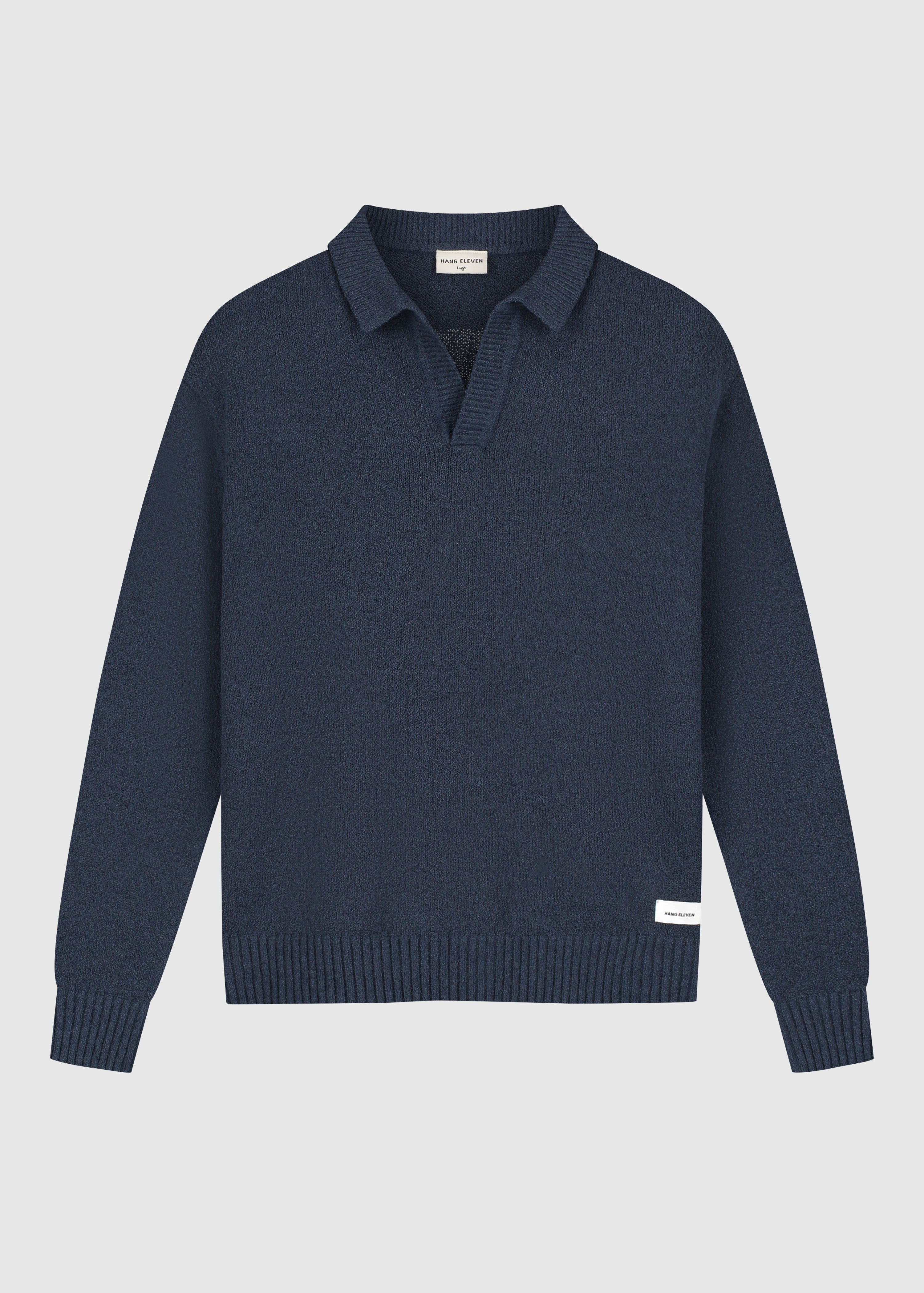 Polo en jersey bouclé - Bleu marine