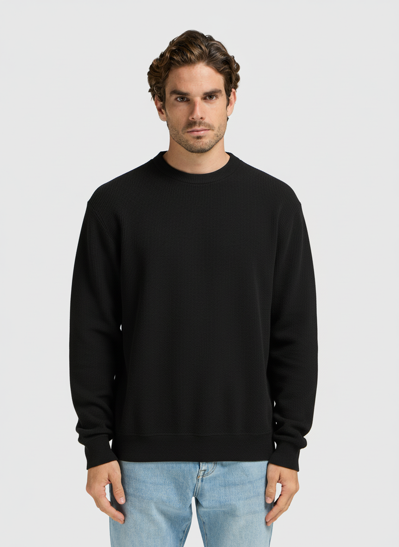 Structure Knit Crewneck - Midnight Black