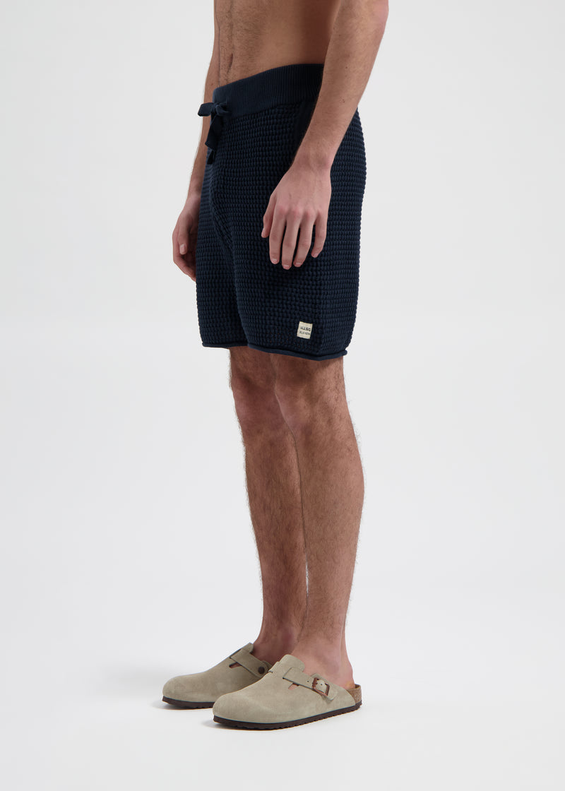 Häkelstrickshorts - Marineblau