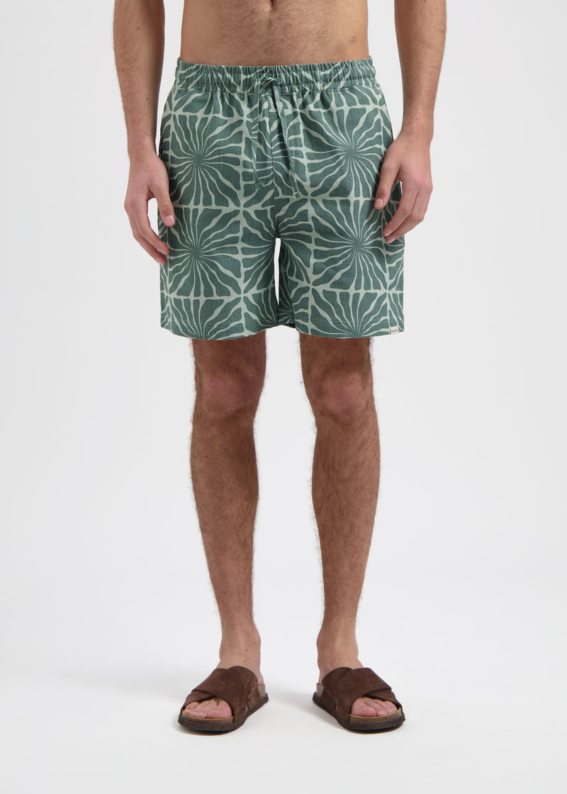 Flower Slub Short - Green