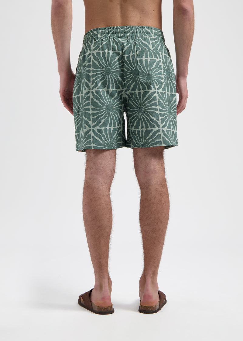 Flower Slub Short - Green