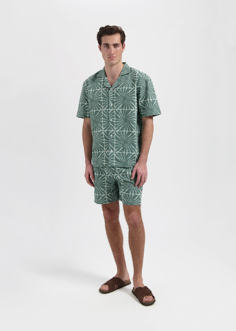 Flower Slub Shirt - Green