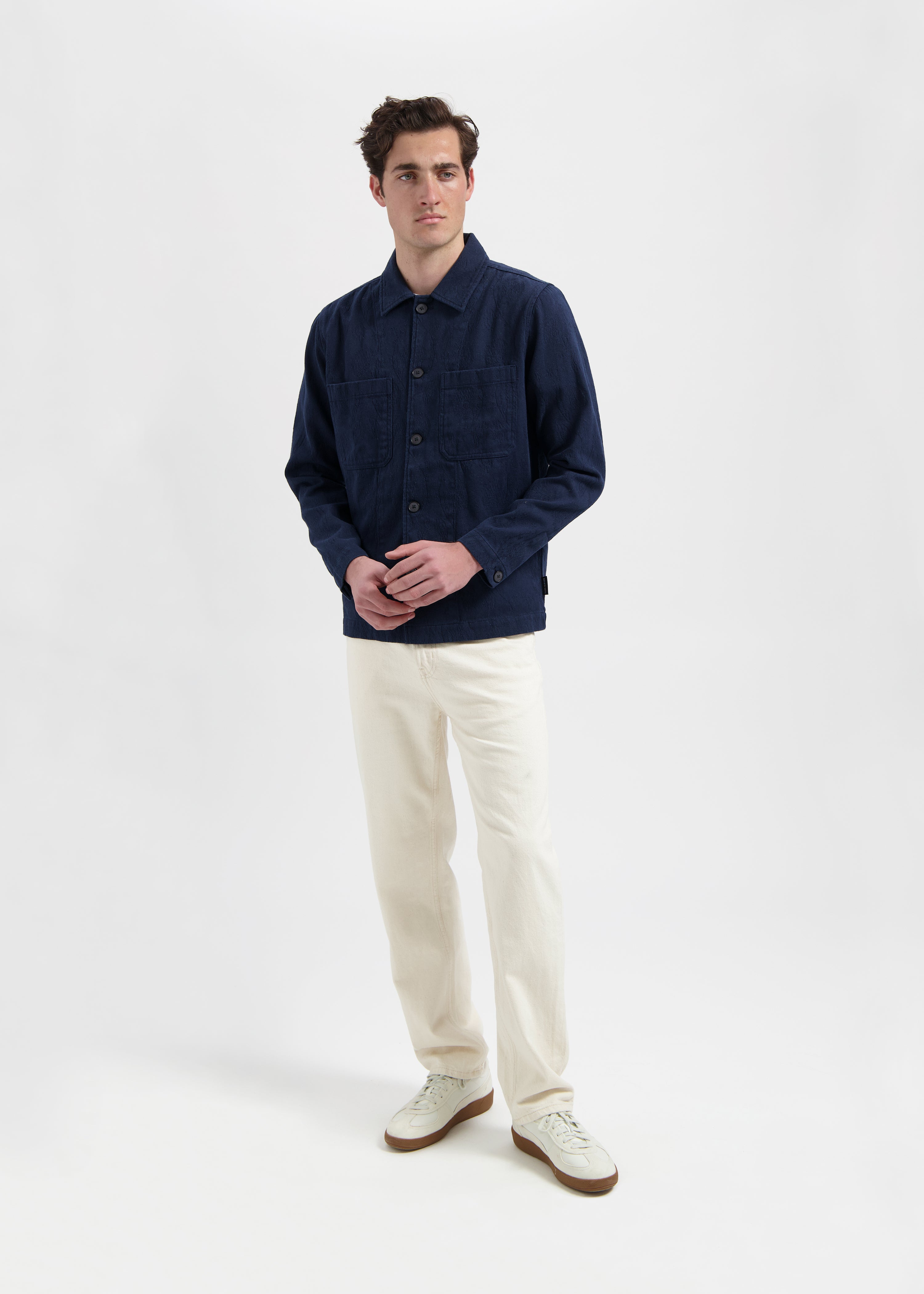Jacquard Overshirt - Navy Blue