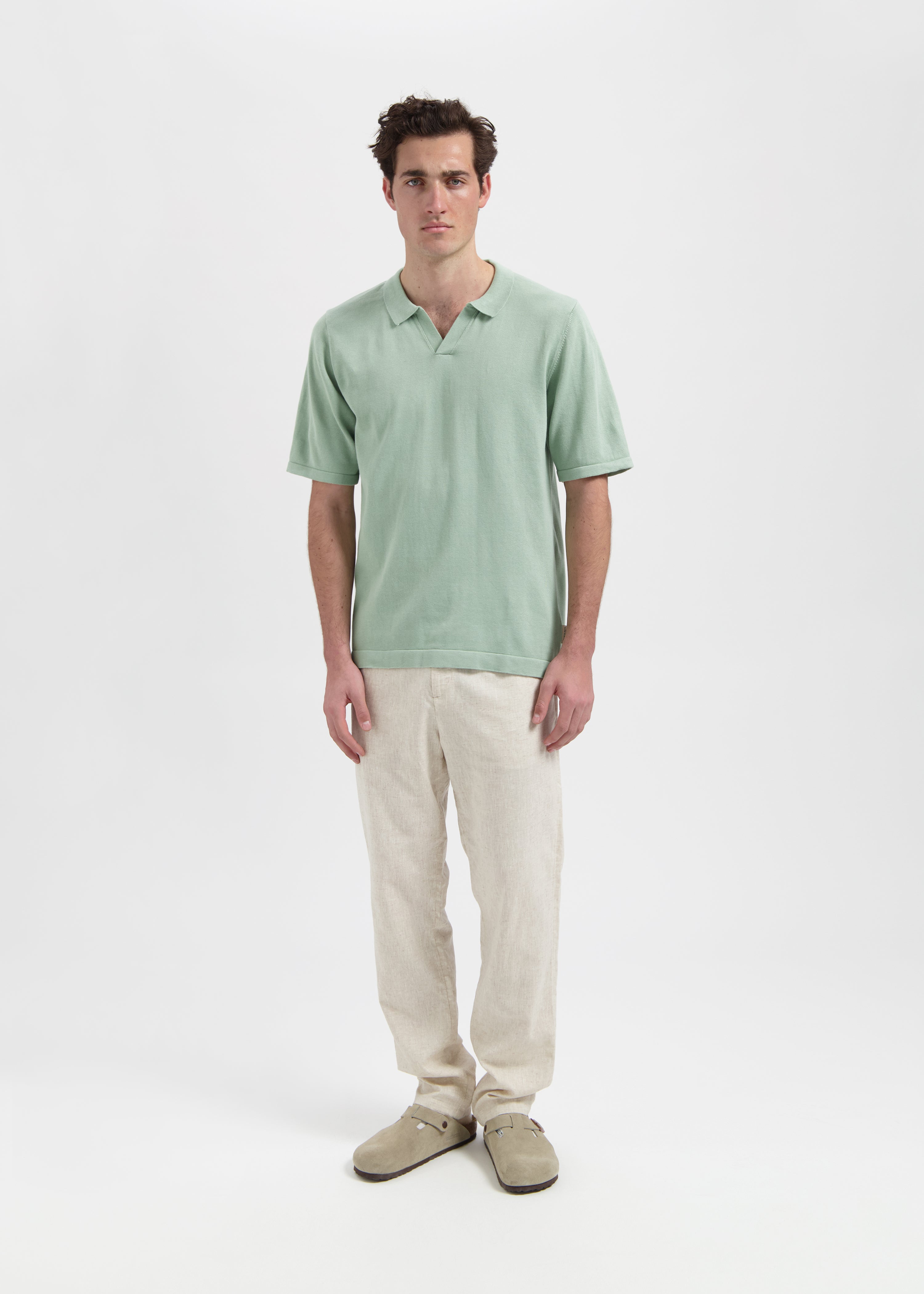 Polo en Tricot - Vert Sauge