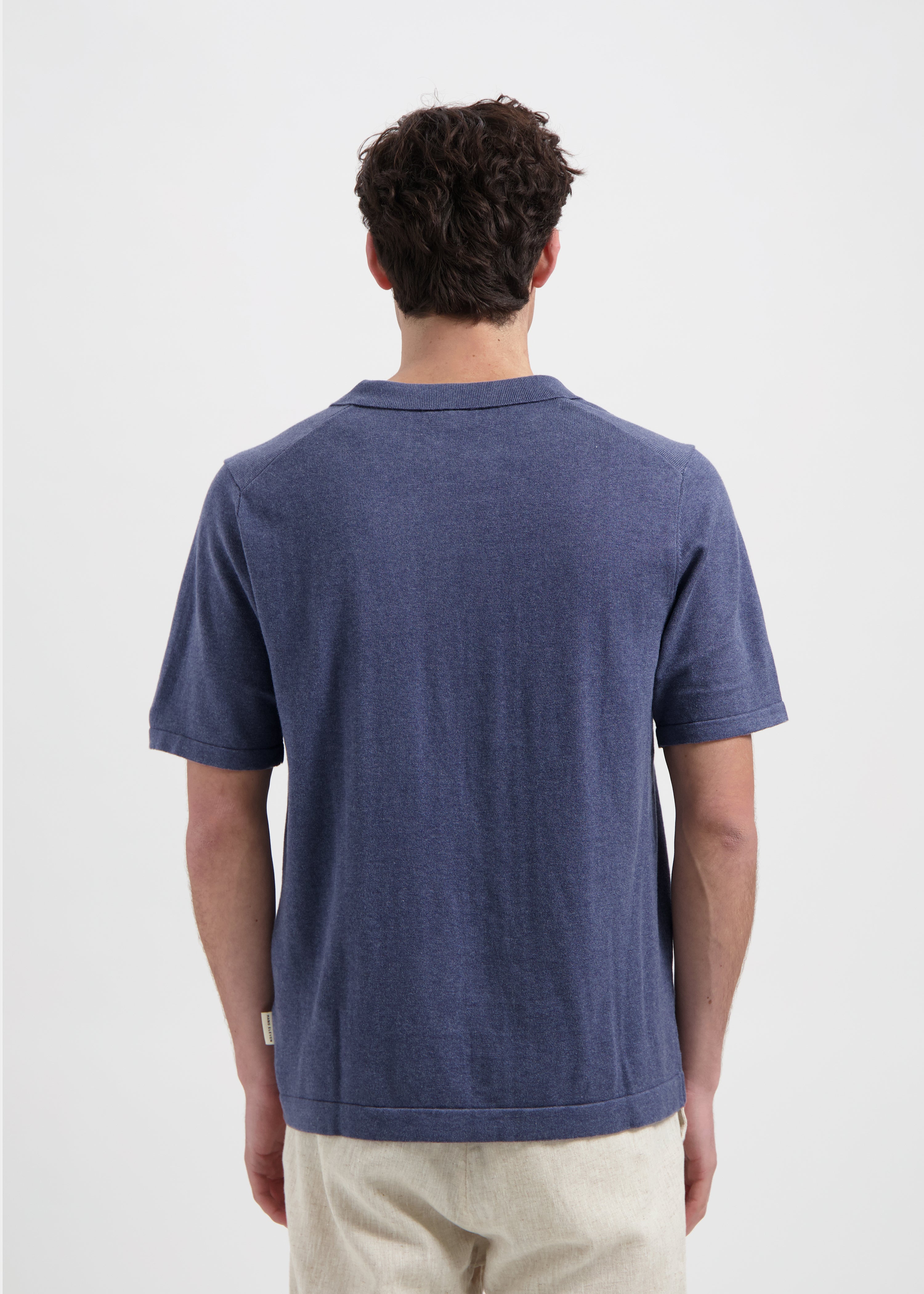 Knitted Polo - Blue Melange