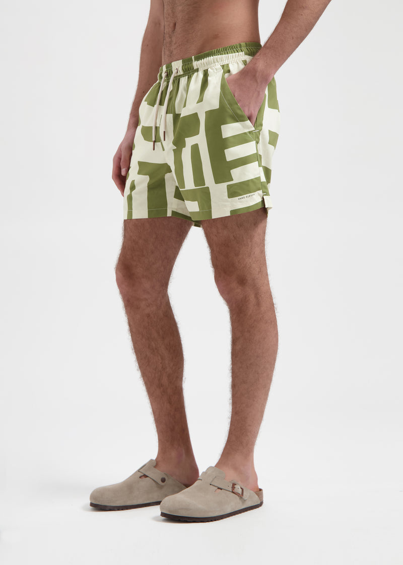 Striped Swim Short - Green