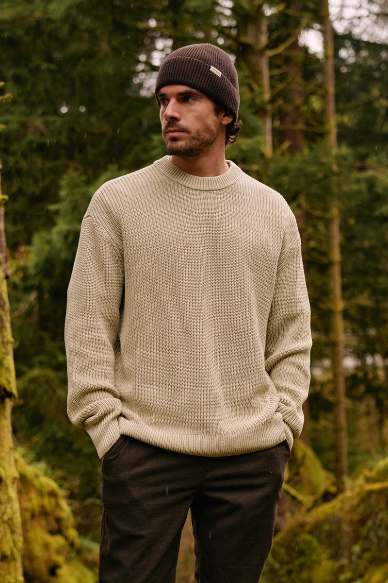 Washed Knit Crewneck - Slate Green
