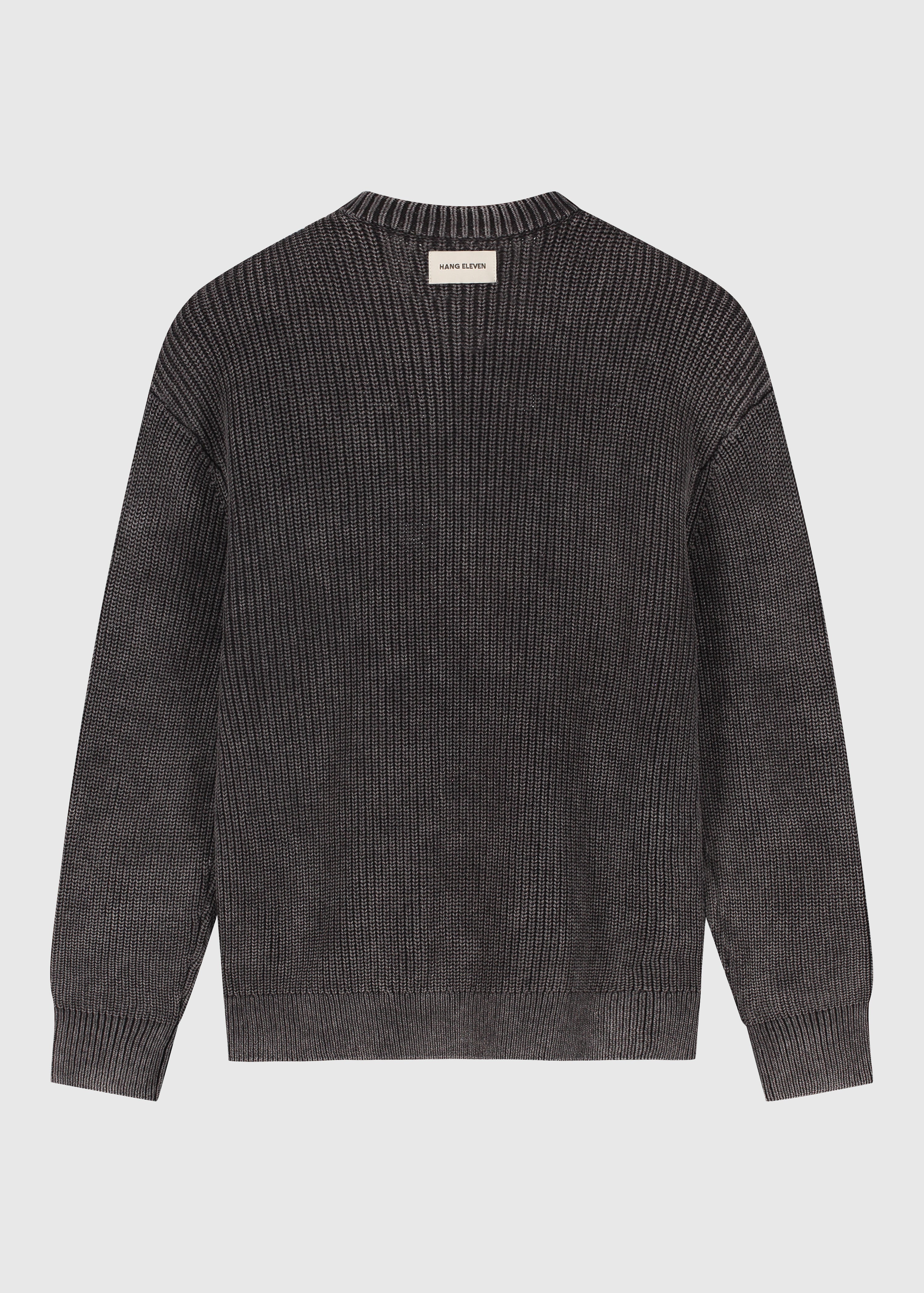 Col rond en tricot délavé - Anthracite