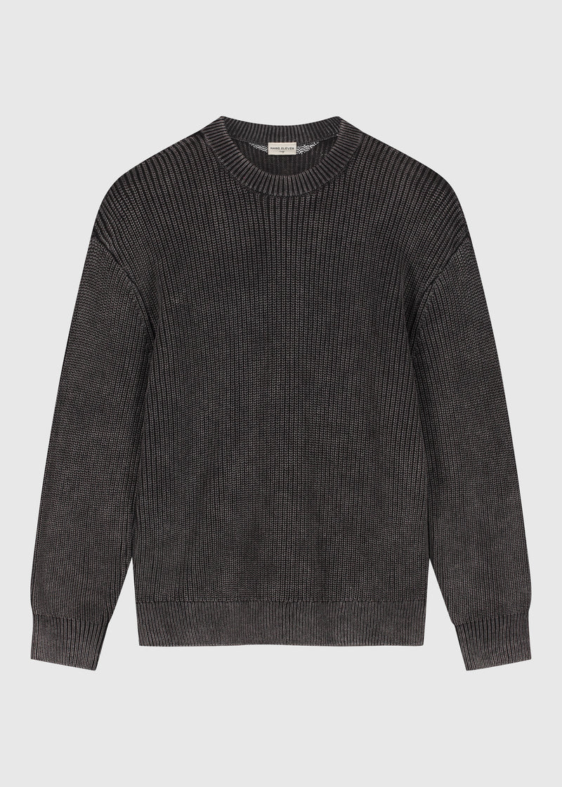 Washed Knit Crewneck - Midnight Black