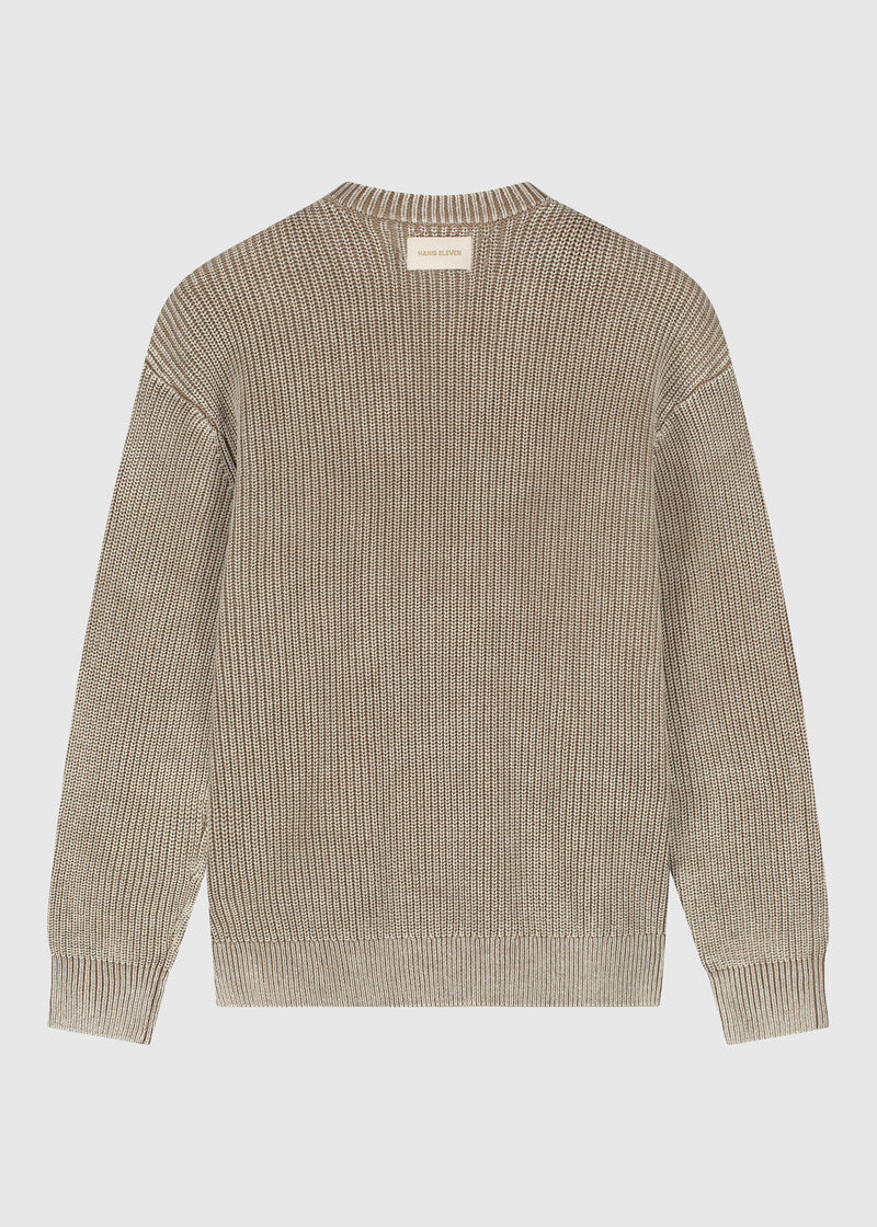 Washed Knit Crewneck - Dark Sand