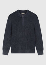 Structure, demi-zip, tricot - Mélange marine