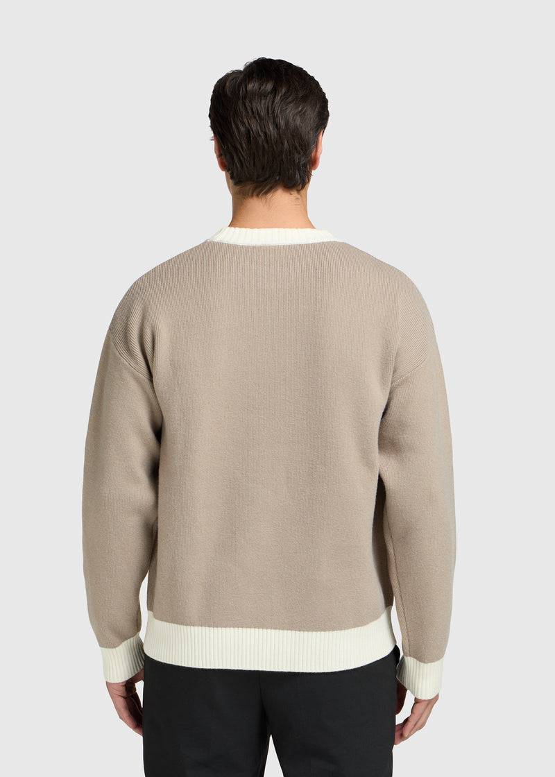 Contrast Knit Crewneck - Grey