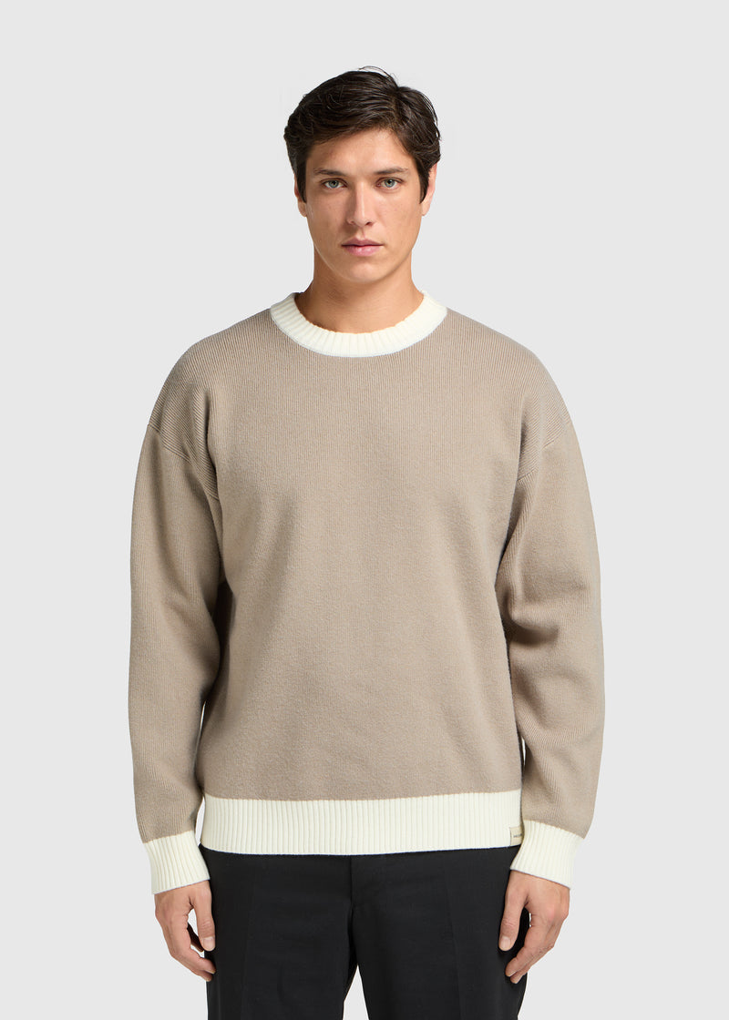 Contrast Knit Crewneck - Grey
