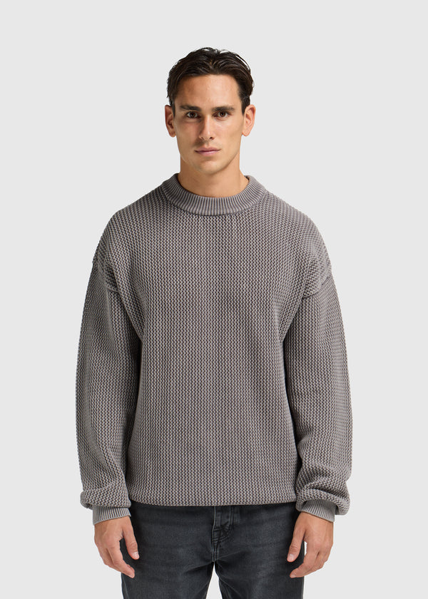 Oversized Knit Crewneck - Washed Anthracite