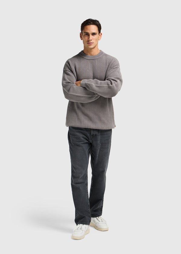 Oversized Knit Crewneck - Washed Anthracite