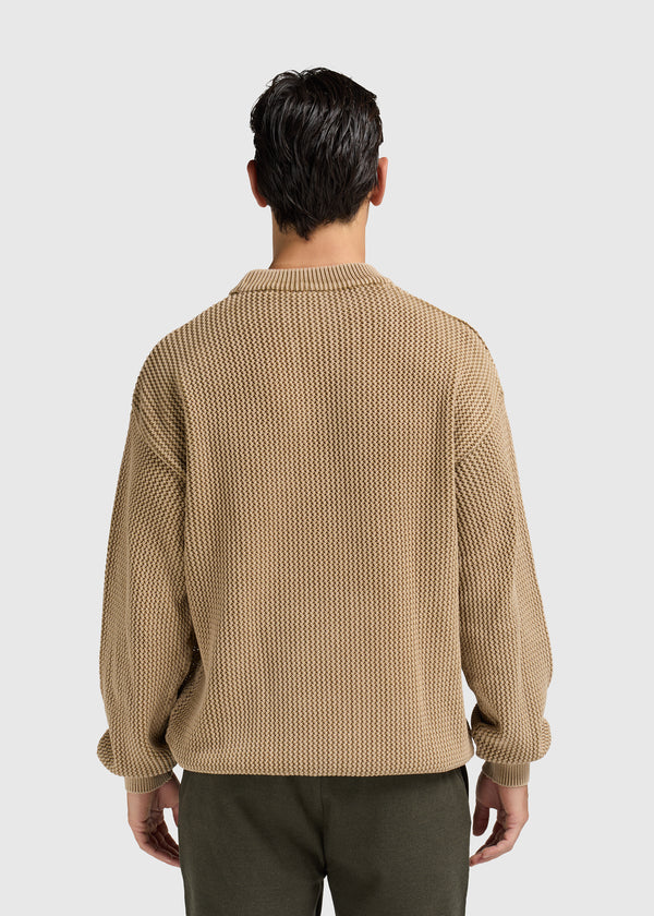 Oversized Knit Crewneck - Washed Brown