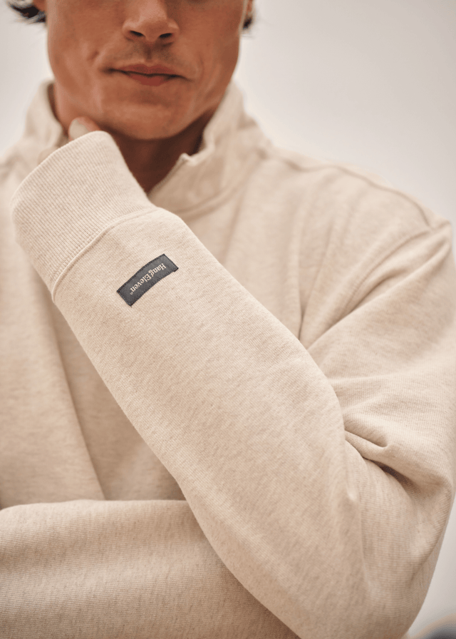 Vintage-Pullover mit halbem Reißverschluss – Sand